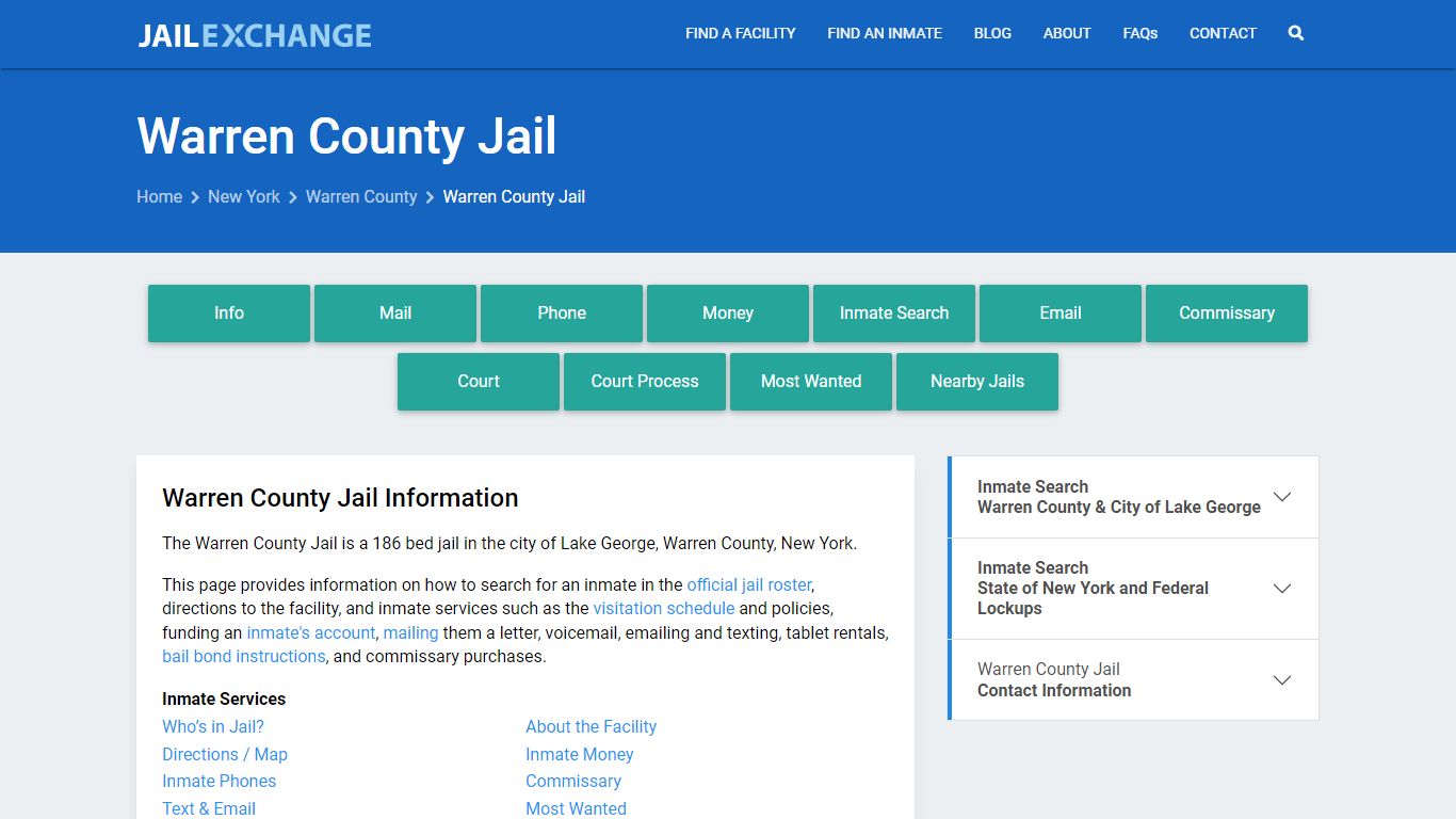 Warren County Jail, NY Inmate Search, Information